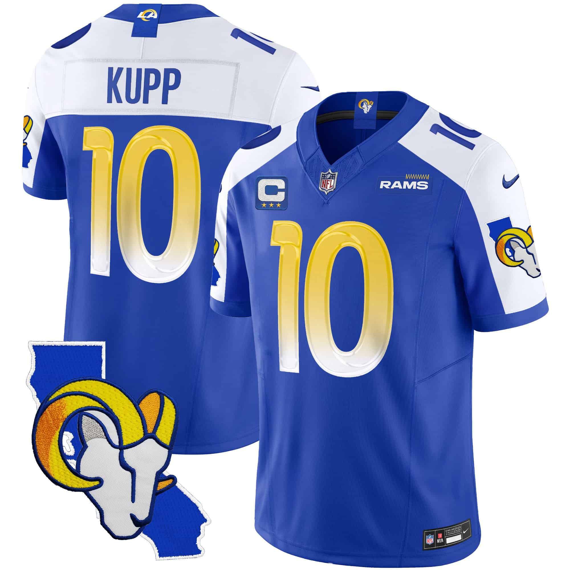 Men Los Angeles Rams #10 Kupp Blue 2024 Nike California Patch Vapor Limited NFL Jersey